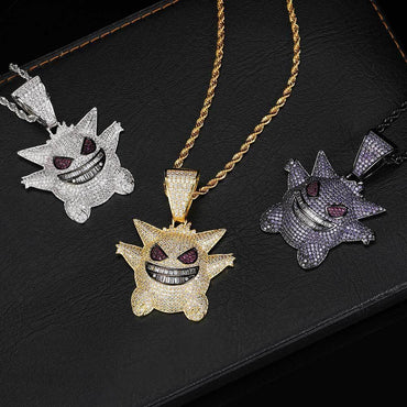 Cute Ghost Pendant Necklace with Micro-Pave Zircon and Gold Plating for Men | Caratix Jewelry - CaratixJewelry