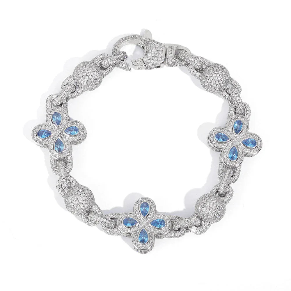 Multi-Color Clover Bubble Bracelet | Full Zircon Clasp 3D Ball Handpiece | Custom Rapper Chain Style | Caratix - CaratixJewelry