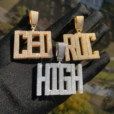 Iced Out Serif Letter Pendant | DIY CZ Initial Hip Hop Couple Fashion Necklace - CaratixJewelry
