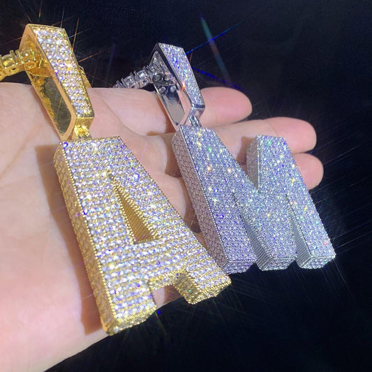 26 Letter Alphabet Pendant | CZ Iced Out Hip Hop Streetwear Jewelry - CaratixJewelry