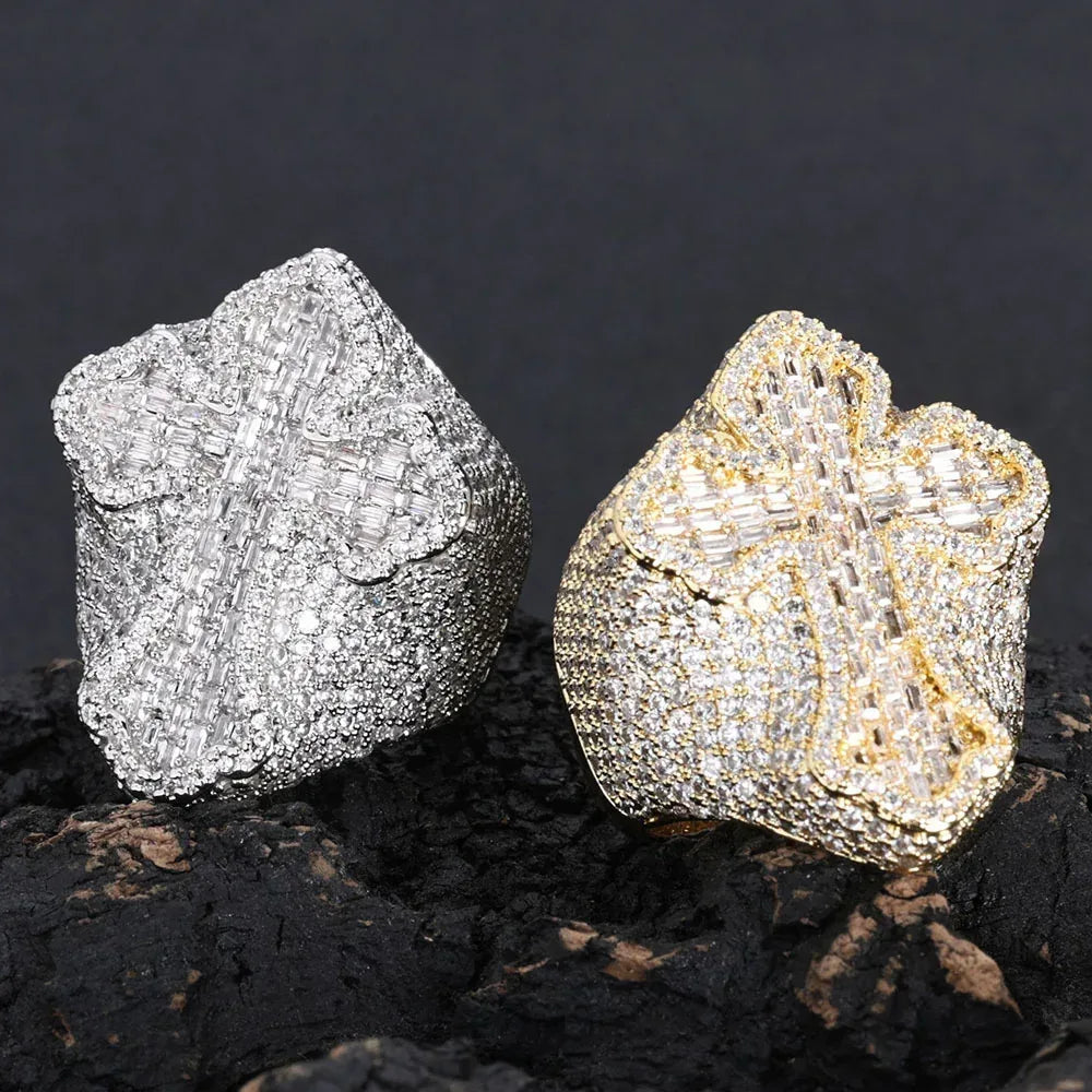 Zircon Cross Ring for Men | Trendy Hip Hop Jewelry | Caratix Jewelry - CaratixJewelry