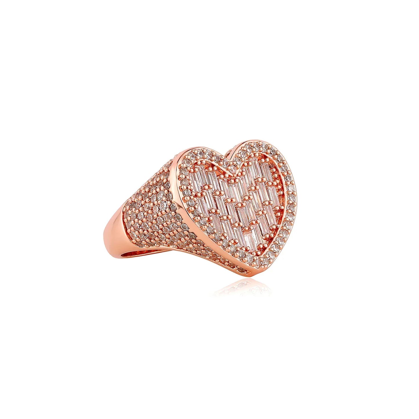 Iced Out Heart Ring for Men & Women | Full Pave Zirconia Band | Caratix