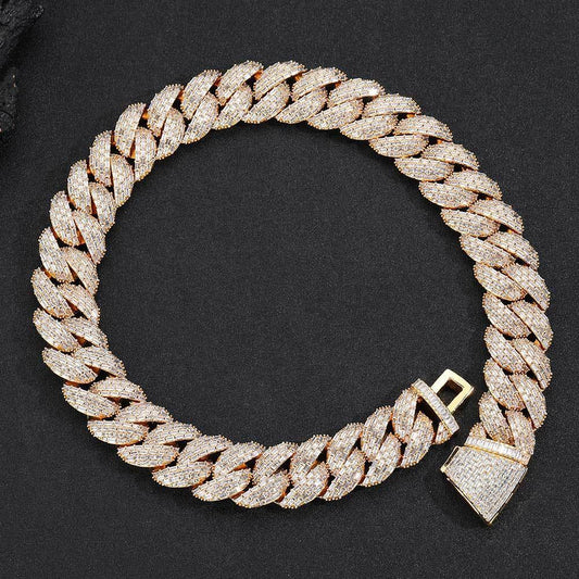 24mm Iced Out Bubble Cuban Chain Necklace T-Cut Zircon - CaratixJewelry