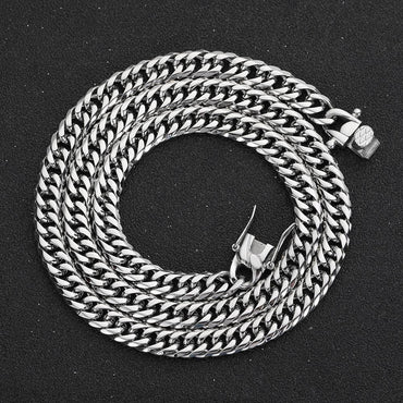 7mm/9mm Dual-Woven Six-Sided Cuban Chain Necklace with Dragon Head Clasp Gold Plated Titanium Steel for Men | Caratix Jewelry - CaratixJewelry