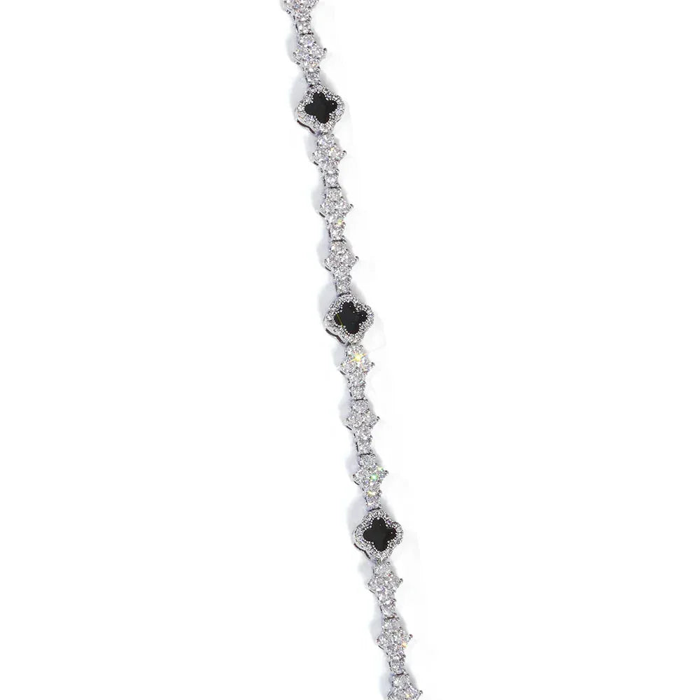 6.5mm Iced Out Airplane & Clover Tennis Chain | Men's Success Motif Necklace | Premium Hip Hop Jewelry | Caratix - CaratixJewelry