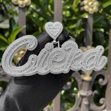 Round and Square Letter Pendant Necklace with Mixed Zircon Stones for Men and Women | Caratix Jewelry - CaratixJewelry