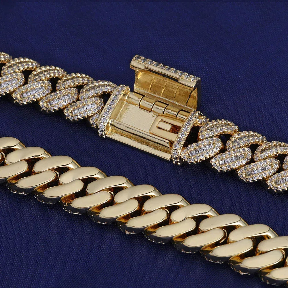 12mm T Cut Zircon Cuban Chain Necklace Hip Hop Jewelry - CaratixJewelry