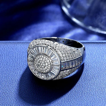 T Cut Zircon Round Ring Rapper Style Hip Hop Jewelry | Caratix Jewelry - CaratixJewelry