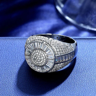 T Cut Zircon Round Ring Rapper Style Hip Hop Jewelry | Caratix Jewelry - CaratixJewelry
