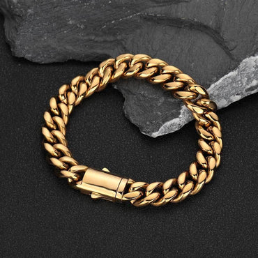 Cuban Link Bracelet with Spring Clasp for Men | Caratix Jewelry - CaratixJewelry