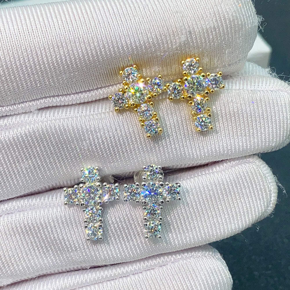 S925 Sterling Silver Single Row Moissanite Hoop Earrings | Classic Huggies | Caratix