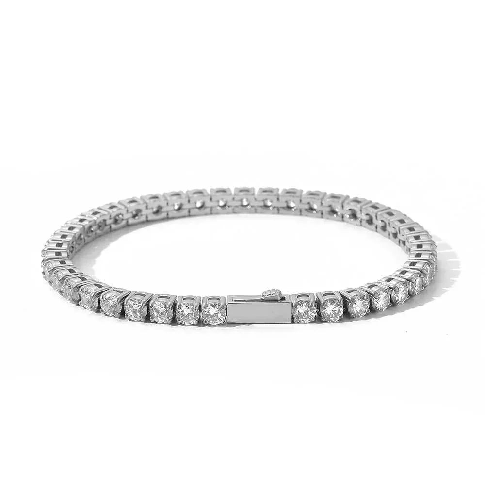 4mm Zircon Tennis Chain Bracelet with Spring Clasp Stainless Steel for Men | Caratix Jewelry - CaratixJewelry