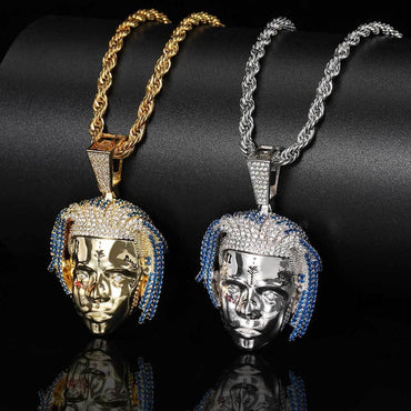 Custom Hip Hop Singer Portrait Pendant Necklace with Zircon Stones for Men | Caratix Jewelry - CaratixJewelry