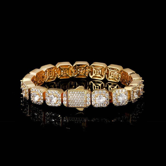 10mm Square Tennis Chain Zircon Bracelet with Spring Clasp for Men | Caratix Jewelry - CaratixJewelry
