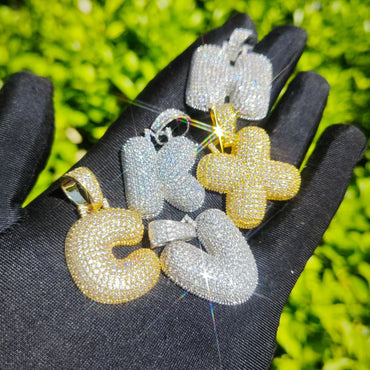 Iced Out Alphabet Letter Pendant | CZ Hip Hop 26-Letter Streetwear Jewelry - CaratixJewelry