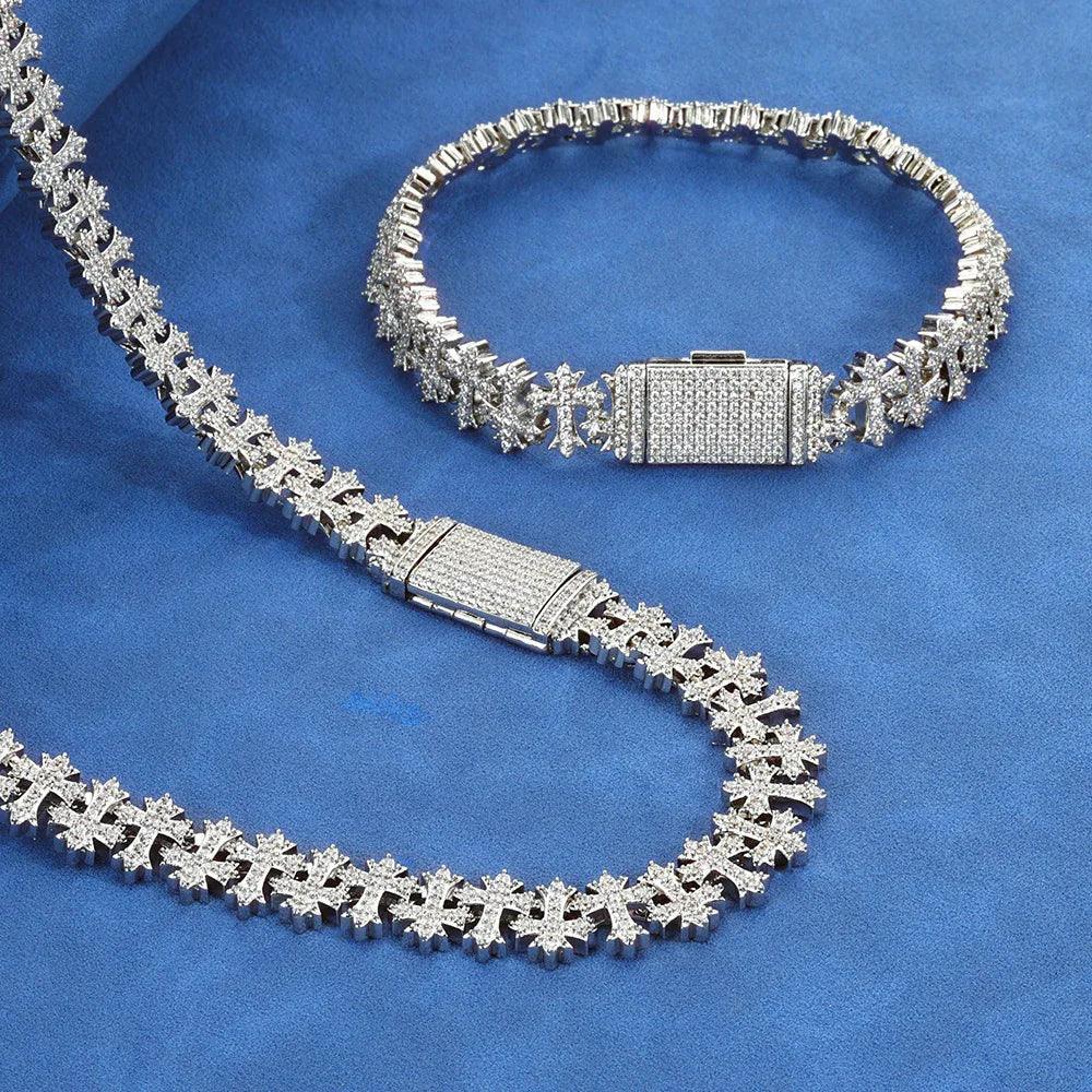 Custom S925 Silver Moissanite Cross Bracelet | VVS Shine Gold Chain for Rapper | Caratix - CaratixJewelry