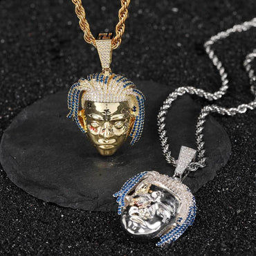 Custom Hip Hop Singer Portrait Pendant Necklace with Zircon Stones for Men | Caratix Jewelry - CaratixJewelry