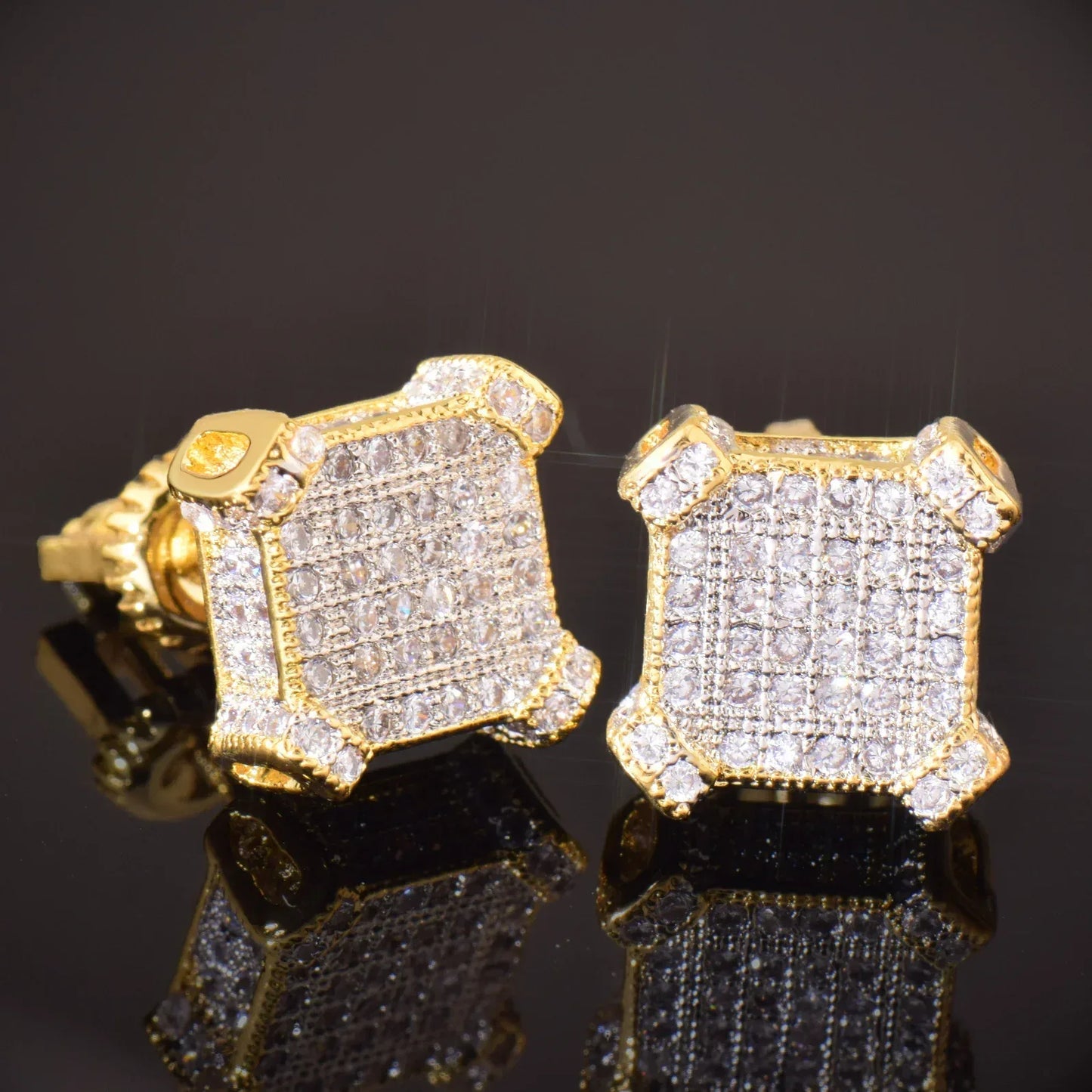 Square Stud Earrings with Zircon | Trendy & Minimalist Hip Hop Jewelry for Men & Women | Caratix Jewelry - CaratixJewelry
