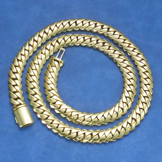 Custom 12mm Plain Rhombus Cuban Link Rapper Chain for Men | Caratix - CaratixJewelry