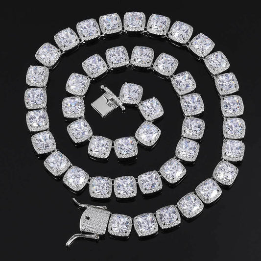 10mm Square Tennis Chain Necklace with Square Zircon Hip Hop Jewelry for Men | Caratix Jewelry - CaratixJewelry