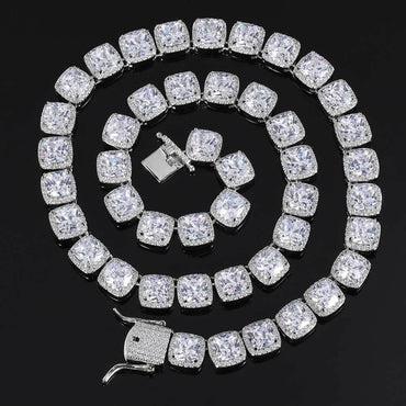 10mm Square Tennis Chain Necklace with Square Zircon Hip Hop Jewelry for Men | Caratix Jewelry - CaratixJewelry