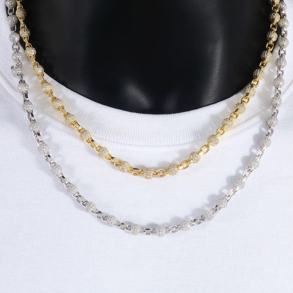 6mm Beaded Chain Necklace Zircon Hip Hop Jewelry for Men | Caratix Jewelry - CaratixJewelry
