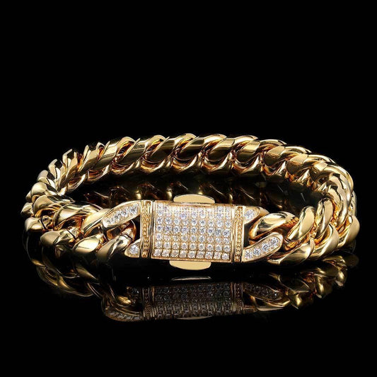 18K Gold Plated Clasp Hip Hop Bracelet for Men Caratix Jewelry - CaratixJewelry