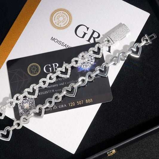 8.5mm Heart Figure-Eight Cuban Link | S925 Silver D-Color Moissanite - CaratixJewelry