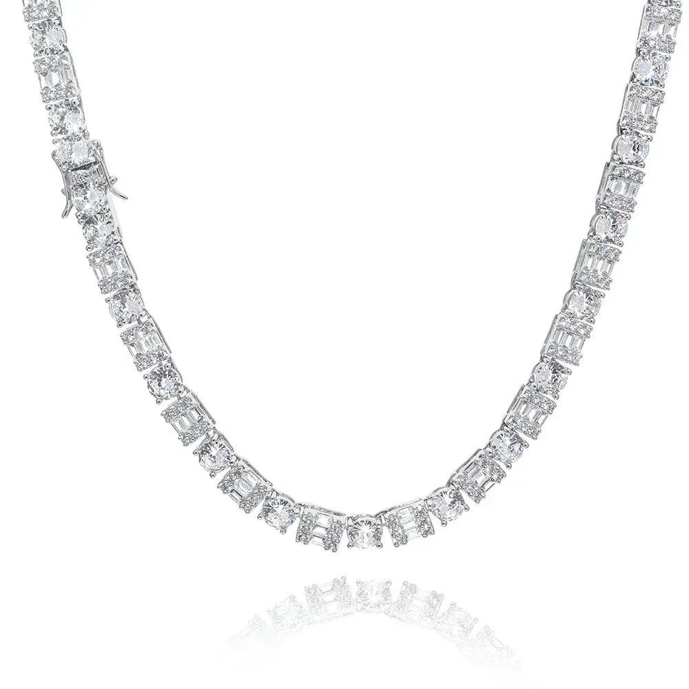 Mixed-Cut Moissanite Tennis Chain – S925 Sterling Silver Luxury Hip Hop Necklace - CaratixJewelry