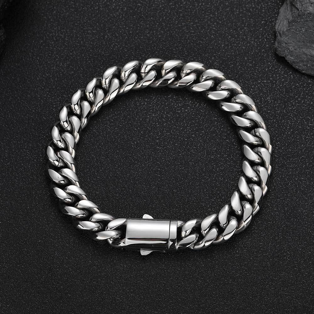 Cuban Link Bracelet with Spring Clasp for Men | Caratix Jewelry - CaratixJewelry