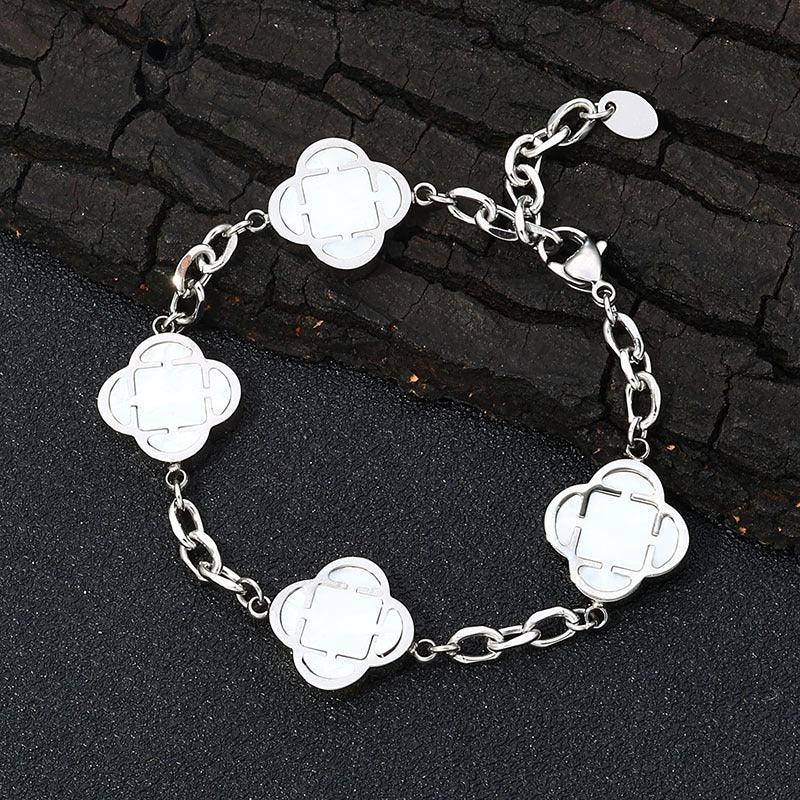 Stainless Steel Clover O-Chain Bracelet Non-Tarnish Gold Clover Link - CaratixJewelry