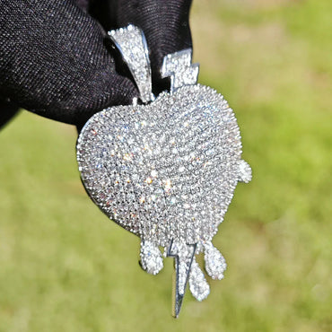 Teardrop Lightning Pendant Necklace | CZ Iced Out Hip Hop Unisex Jewelry - CaratixJewelry