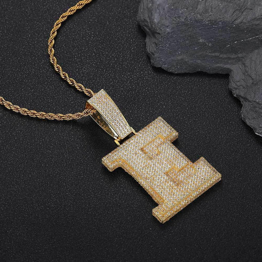 Letter Pendant Necklace with Copper Frame and Zircon Stones for Men | Caratix Jewelry - CaratixJewelry