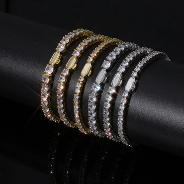 Iced Out Tennis Bracelet Single Row Zircon Hip Hop Bling Jewelry | Caratix Jewelry - CaratixJewelry
