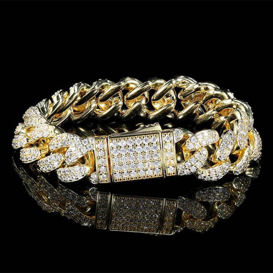 12mm Double Row Zircon Cuban Chain Bracelet - CaratixJewelry