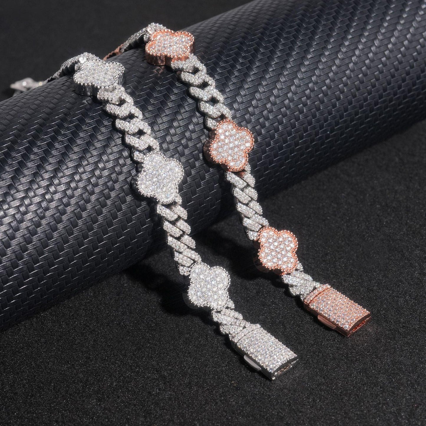 8mm Moissanite Charm Cuban Link Bracelet | S925 Silver Hip Hop Jewelry - CaratixJewelry