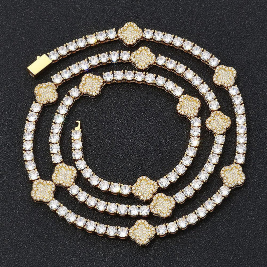 Zircon Tennis Chain Necklace with Spring Clasp Four-Prong Setting for Men | Caratix Jewelry - CaratixJewelry