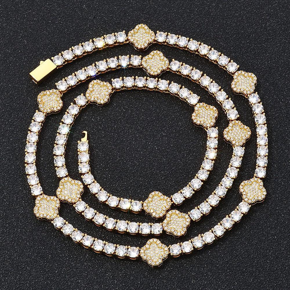 Zircon Tennis Chain Necklace with Spring Clasp Four-Prong Setting for Men | Caratix Jewelry - CaratixJewelry