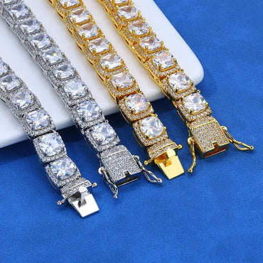 10mm Square Zircon Iced Necklace Hip Hop Bling for Men | Caratix Jewelry - CaratixJewelry