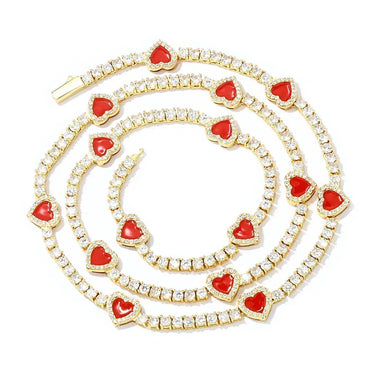 Custom Heart Tennis Chain Necklace & Bracelet Hip Hop Jewelry | Caratix - CaratixJewelry