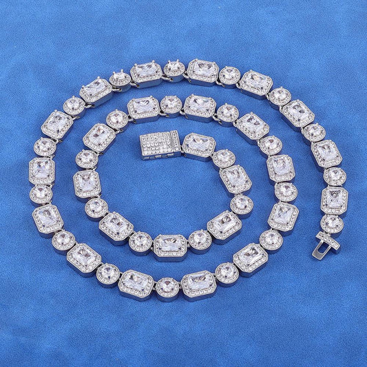 Custom 10mm S925 Silver Baguette & Round Chain | Luxury Hip Hop Bling | Caratix - CaratixJewelry