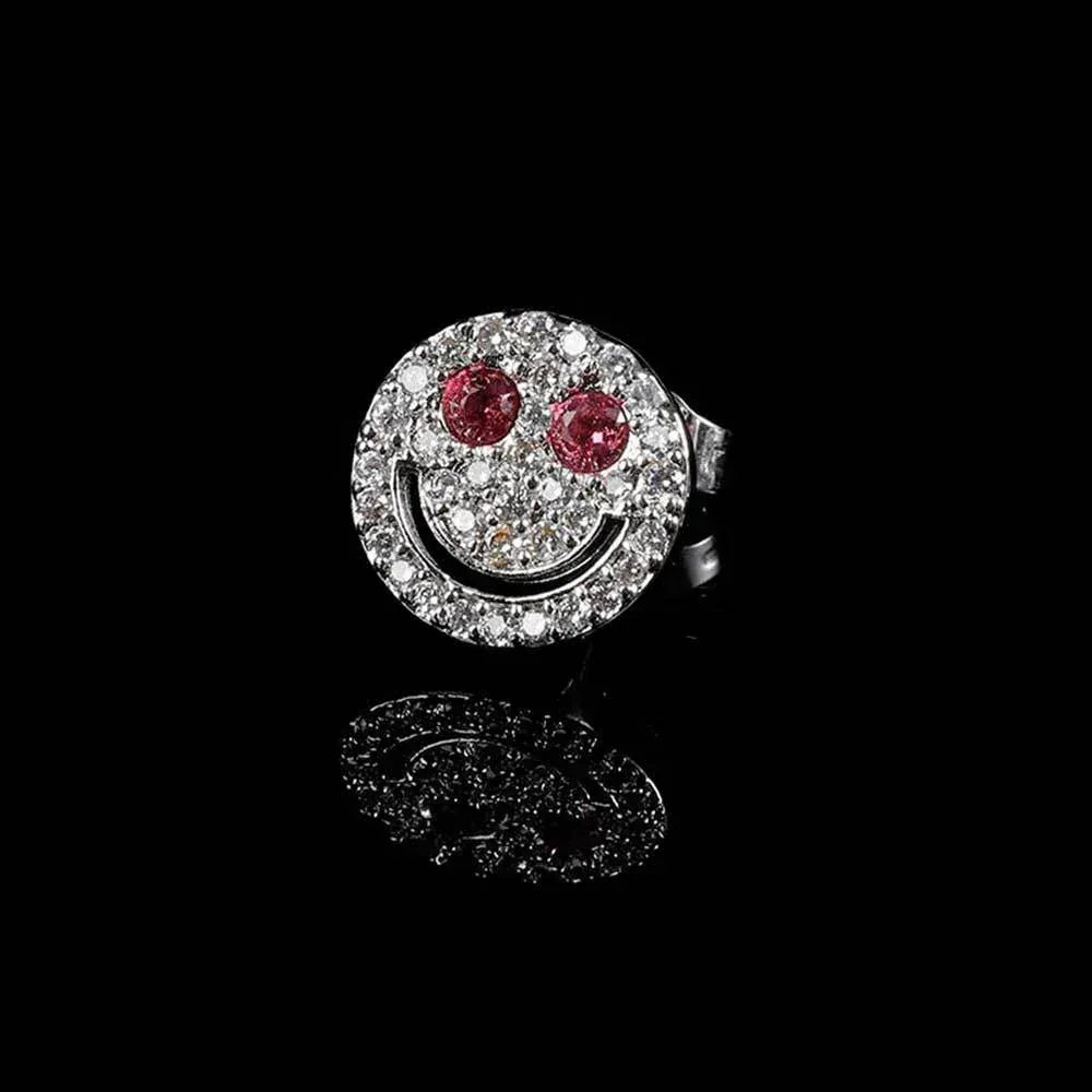 Full Zircon Smile Face Stud Earrings with 925 Silver Pin | Eyefunny 18K Gold Plated Hip Hop Jewelry | Caratix Jewelry - CaratixJewelry