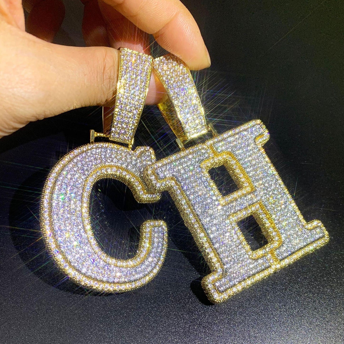 Iced Out Letter & Number Pendant | CZ Hip Hop Bling Jewelry Necklace - CaratixJewelry