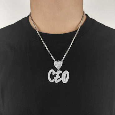 Creative Heart Lock Double Layer Pendant Necklace with Calligraphy Letters and Numbers for Men | Caratix Jewelry - CaratixJewelry