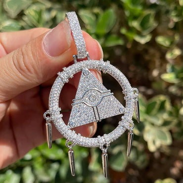 Iced Out Millennium Ring Pendant | Men's Anime Artifact Necklace YGO Cosplay Bling | Caratix - CaratixJewelry