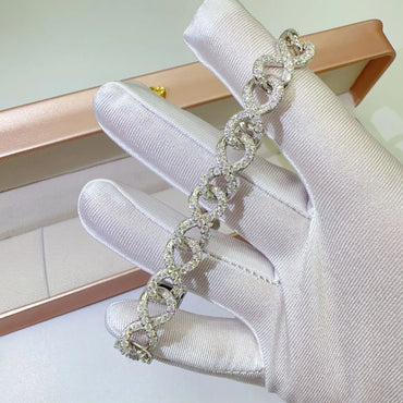 10mm Moissanite Cuban Link Necklace | S925 Silver Single-Row Hip Hop Chain - CaratixJewelry