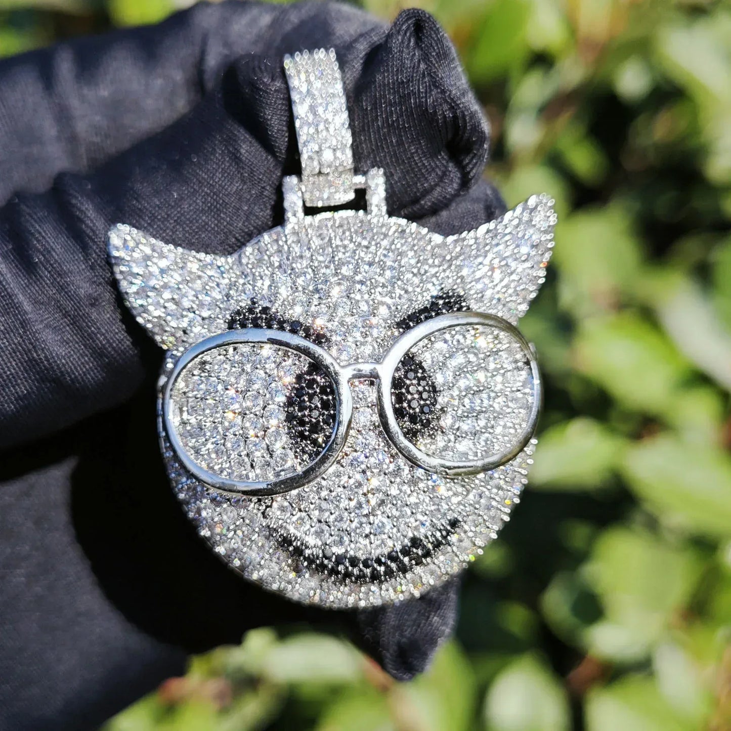 Four-Eyed Cartoon Pendant Necklace | CZ Iced Out Hip Hop Men’s Streetwear Jewelry - CaratixJewelry
