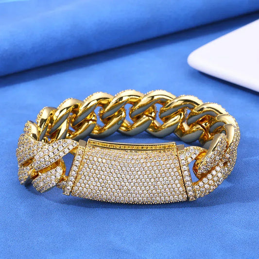 18mm Triple Row Bubble Iced Out Cuban Bracelet Hip Hop Jewelry | Caratix Jewelry - CaratixJewelry