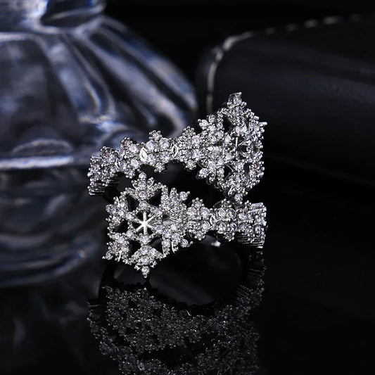 Custom Iced Snowflake Open Ring | Designer Hip Hop Jewelry for Men & Women | Caratix - CaratixJewelry