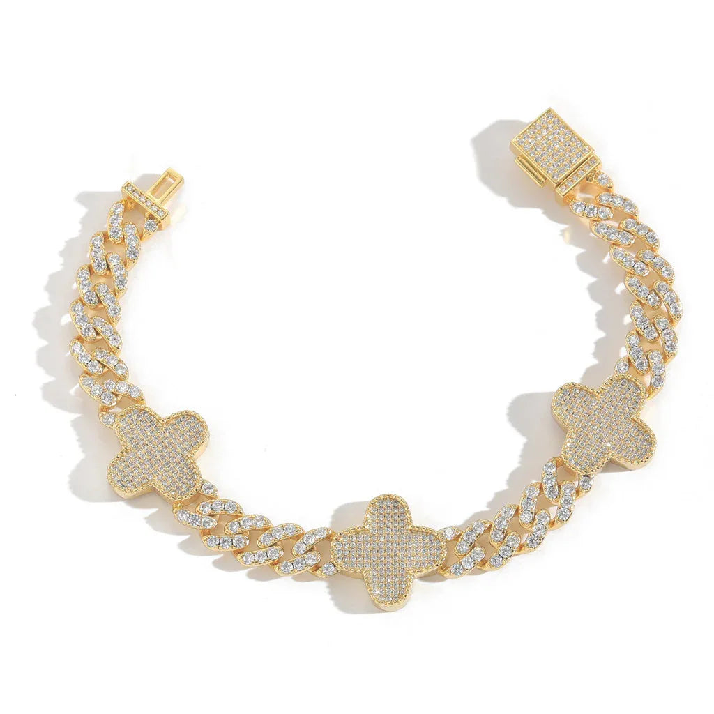 Minimalist Micro-Pavé Clover Bracelet | Women's Fashion Copper Bling Jewelry | Caratix - CaratixJewelry